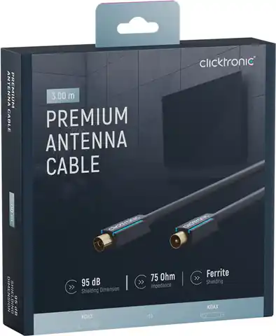 ⁨CLICKTRONIC Przyłącze TV IEC kabel antenowy 3m⁩ w sklepie Wasserman.eu
