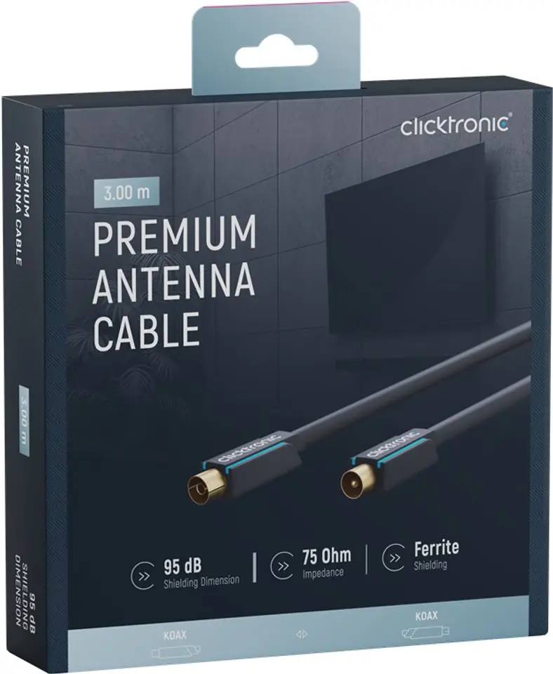 ⁨CLICKTRONIC Przyłącze TV IEC kabel antenowy 3m⁩ w sklepie Wasserman.eu