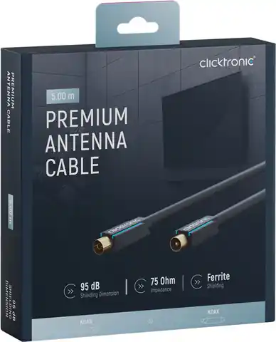 ⁨CLICKTRONIC Przyłącze TV IEC kabel antenowy 5m⁩ w sklepie Wasserman.eu