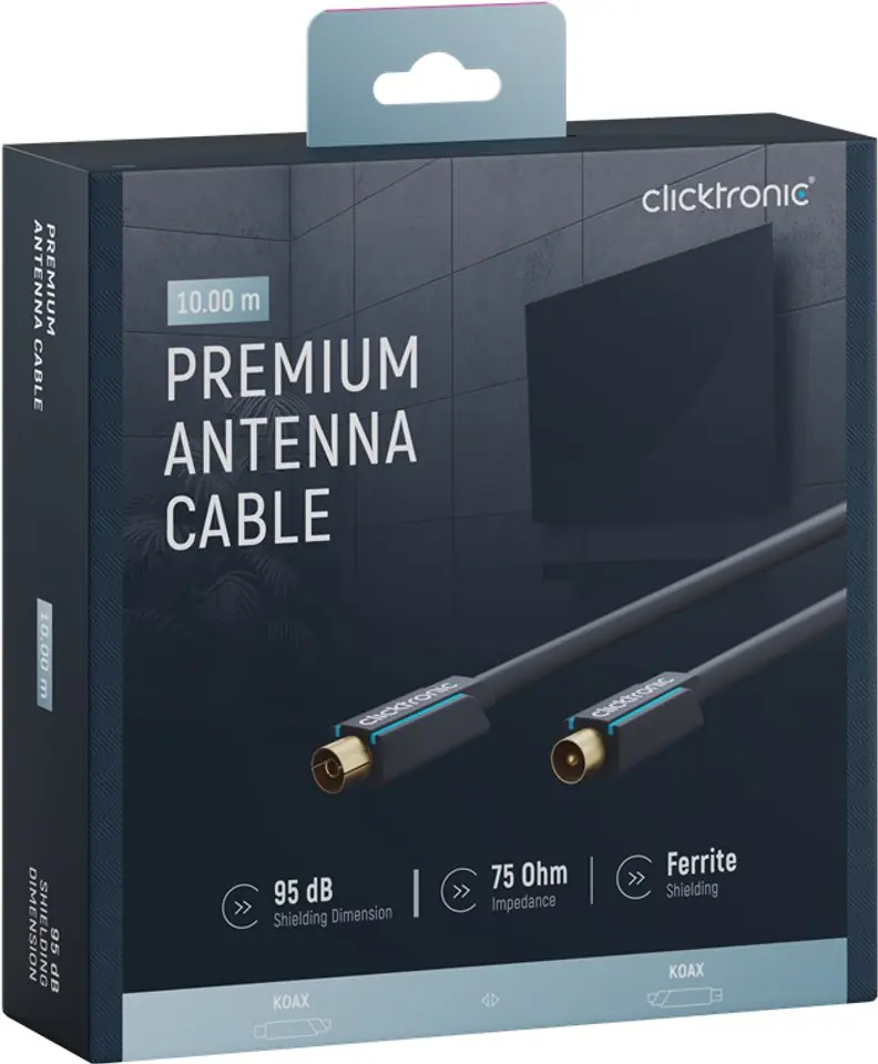 ⁨CLICKTRONIC Przyłącze TV IEC kabel antenowy 10m⁩ w sklepie Wasserman.eu