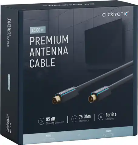 ⁨CLICKTRONIC Przyłącze TV IEC kabel antenowy 15m⁩ w sklepie Wasserman.eu