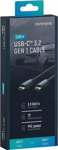 ⁨CLICKTRONIC Kabel USB-C - USB-C 3.2 Gen1 2m⁩ w sklepie Wasserman.eu