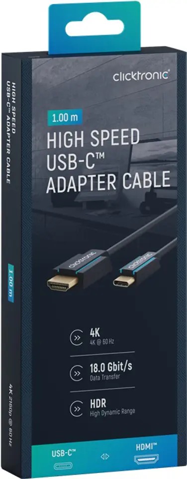 ⁨CLICKTRONIC USB-C - HDMI 2.0 Cable 4K 60Hz 1m⁩ at Wasserman.eu