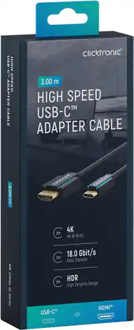 ⁨CLICKTRONIC USB-C - HDMI 2.0 Cable 4K 60Hz 3m⁩ at Wasserman.eu