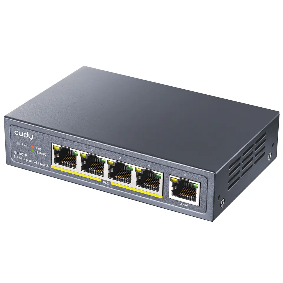 ⁨SWITCH PoE+ 5-port GS1005P 120W 1Gbps przemysłowy⁩ w sklepie Wasserman.eu