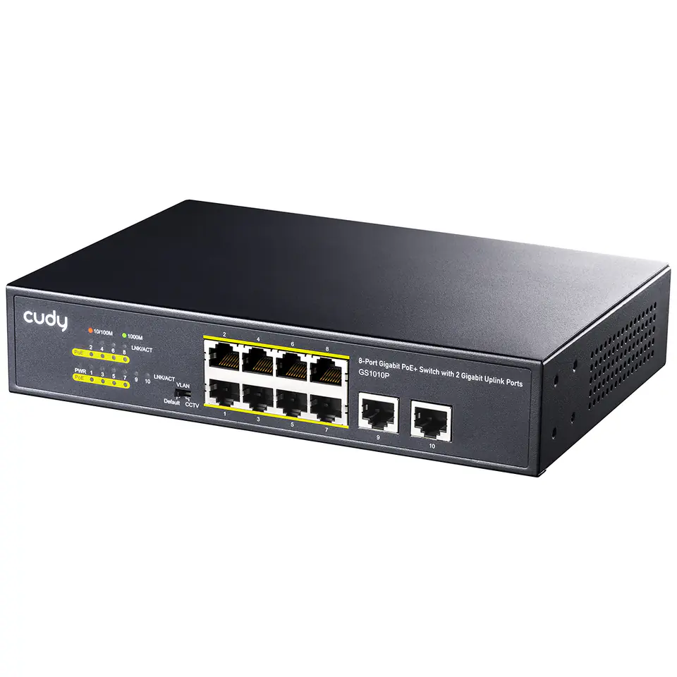 ⁨SWITCH PoE+ 10-port GS1010P 120W 1Gbps VLAN CCTV⁩ w sklepie Wasserman.eu