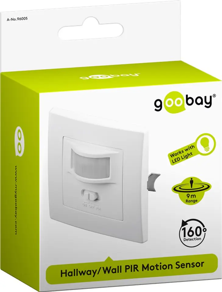 Motion sensor WALL IR FLUSH-MOUNTED 160st 9m Goobay at Wasserman.eu