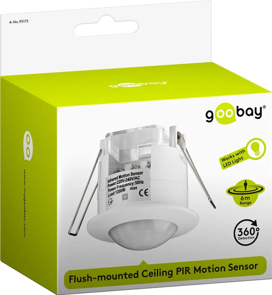 Motion Sensor CEILING IR FLUSH 360st 6m Goobay at Wasserman.eu