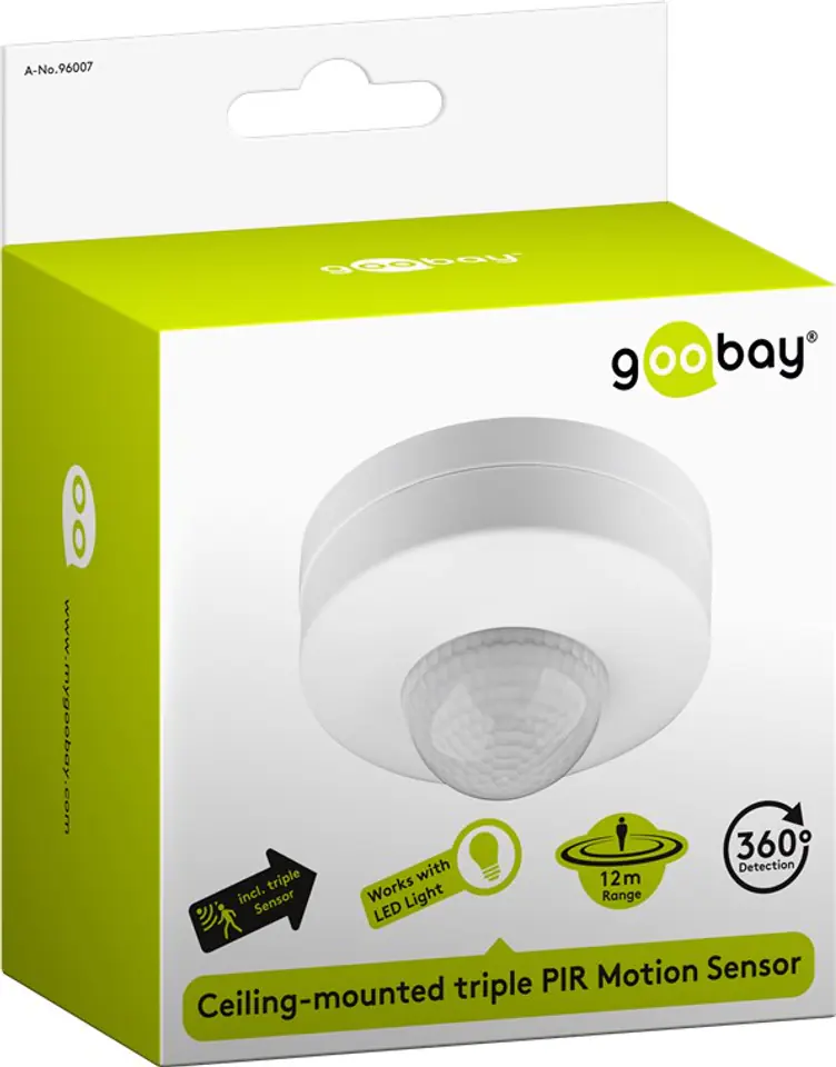 ⁨Motion Sensor CEILING IR TRIPLE 360st 12m Goobay⁩ at Wasserman.eu