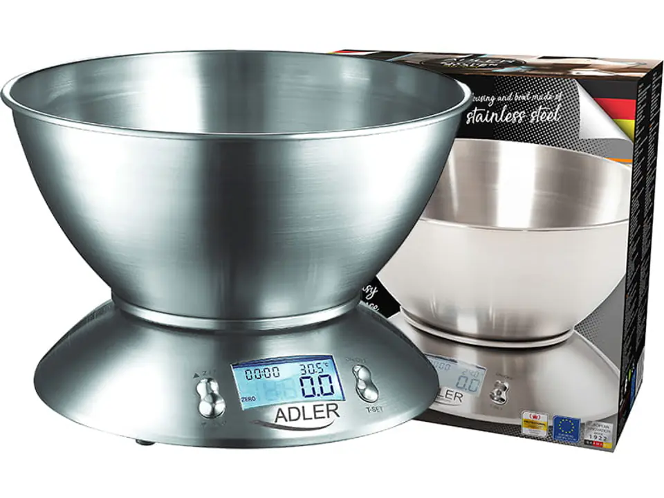 ⁨Waga kuchenna z misą Adler AD 3134 inox⁩ w sklepie Wasserman.eu