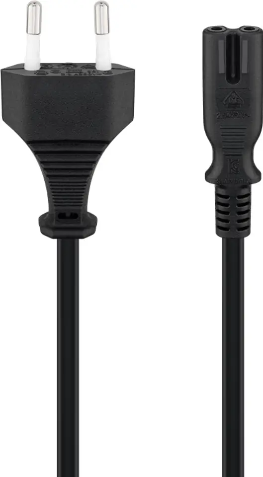 ⁨Kabel zasilający ósemka C7 Goobay czarny 1,8m⁩ w sklepie Wasserman.eu