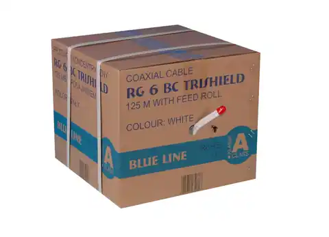 ⁨RG6U BC Trischield Twin Cable (Cardboard 125m)⁩ at Wasserman.eu