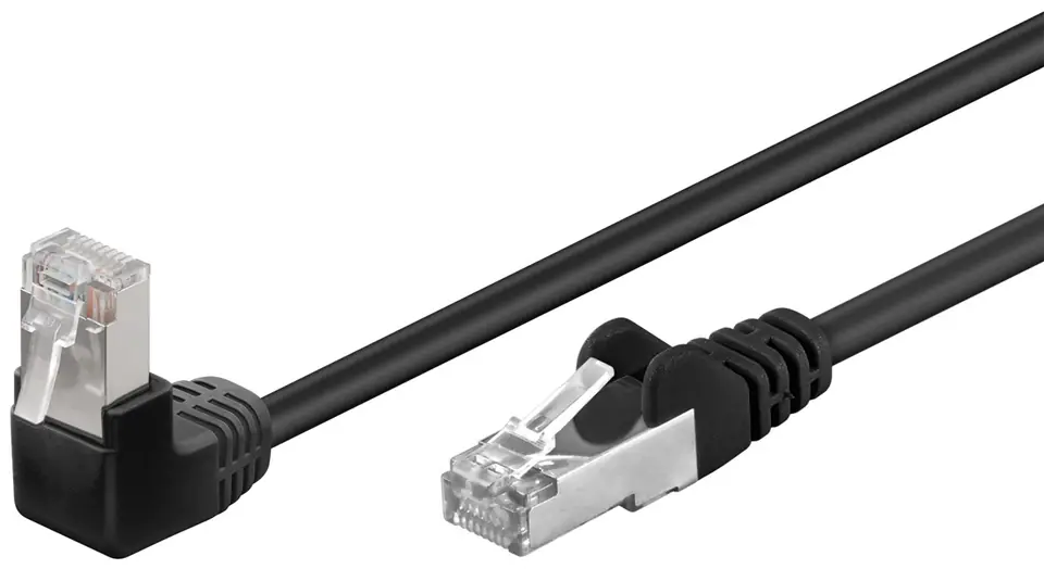 ⁨LAN Patchcord CAT 5E F/UTP 1x90 BLACK 2m⁩ at Wasserman.eu