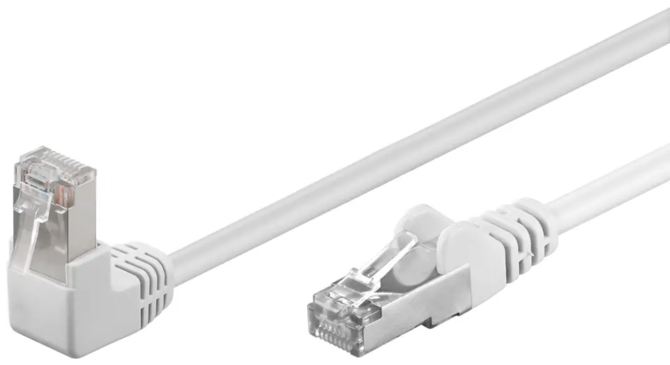 ⁨Kabel LAN Patchcord CAT 5E F/UTP 1x90 BIAŁY 0.5m⁩ w sklepie Wasserman.eu