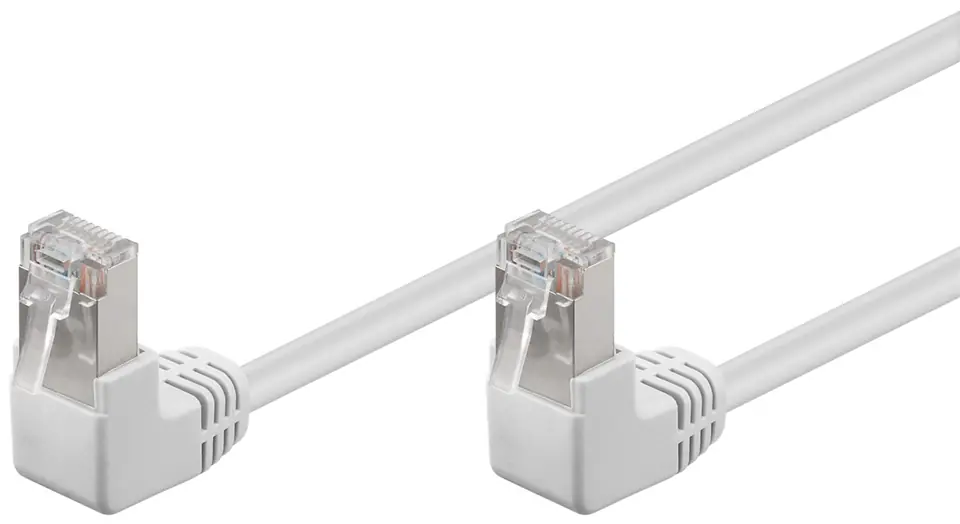 ⁨Kabel LAN Patchcord CAT 5E F/UTP 2x90 BIAŁY 0.5m⁩ w sklepie Wasserman.eu