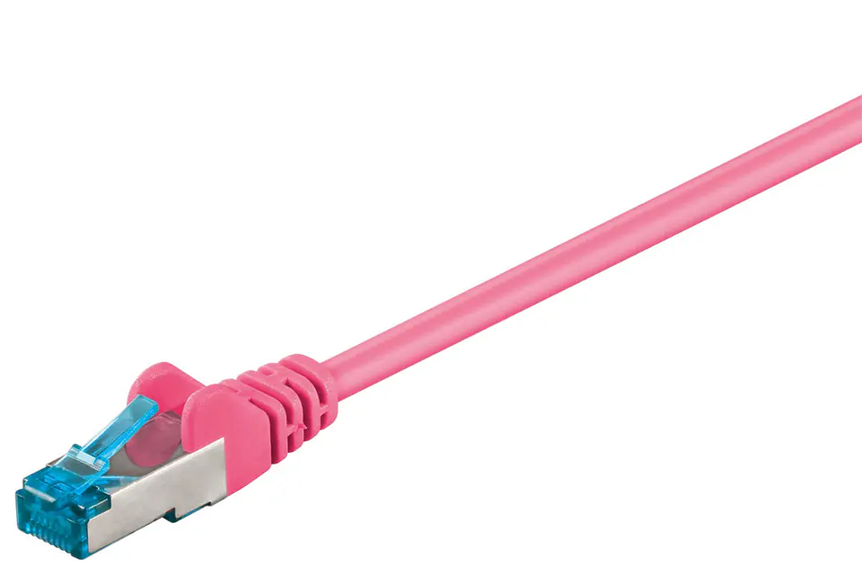 ⁨Kabel LAN Patchcord CAT 6A S/FTP różowy 1m⁩ w sklepie Wasserman.eu