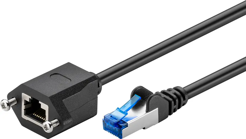 ⁨Kabel LAN Przedłużacz CAT 6A S/FTP czarny 1m⁩ w sklepie Wasserman.eu