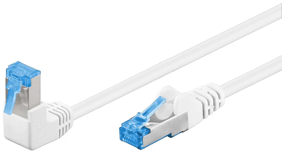 ⁨Kabel LAN Patchcord CAT 6A S/FTP 1x90 biały 0,5m⁩ w sklepie Wasserman.eu