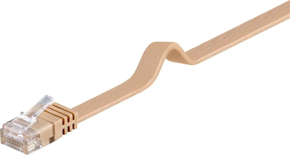 ⁨Kabel LAN Patchcord CAT 6 U/UTP PŁASKI brąz 0.5m⁩ w sklepie Wasserman.eu