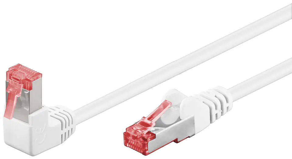 ⁨Kabel LAN Patchcord CAT 6 S/FTP 1x90 BIAŁY 2m⁩ w sklepie Wasserman.eu