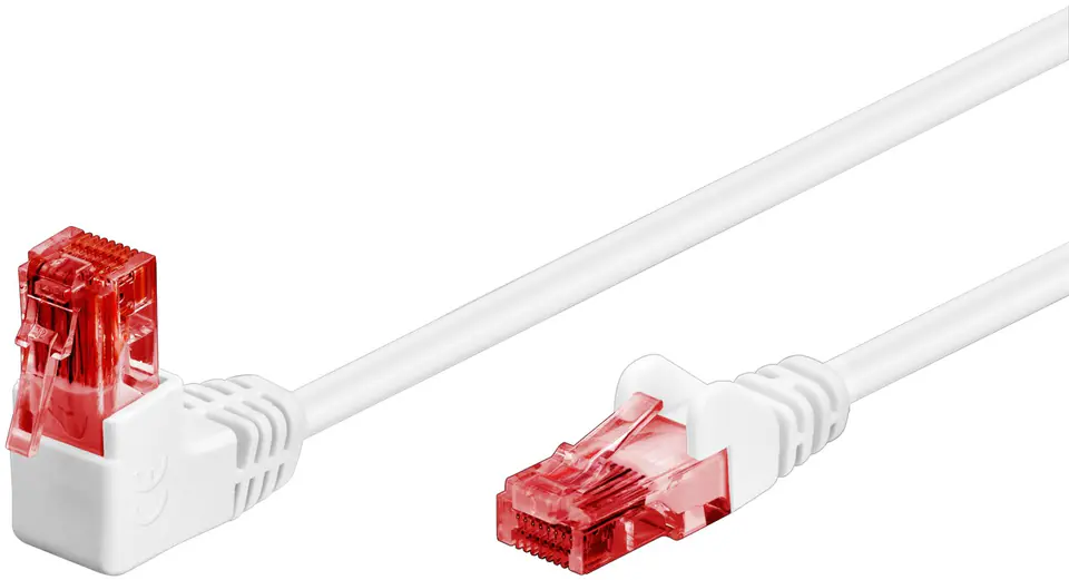 ⁨LAN cable Patchcord CAT 6 U/UTP 1x90 WHITE 1m⁩ at Wasserman.eu