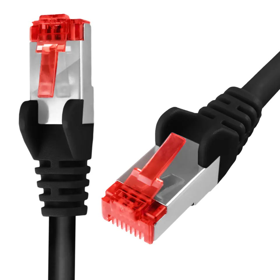 ⁨Kabel RJ45 CAT 6 S/FTP AWG27 LSZH czarny 0,5m⁩ w sklepie Wasserman.eu