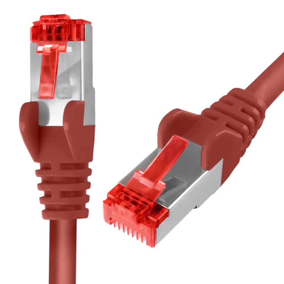 ⁨Kabel RJ45 CAT 6 S/FTP AWG27 LSZH czerwony 1m⁩ w sklepie Wasserman.eu