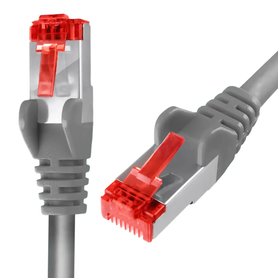 ⁨Kabel RJ45 CAT 6 S/FTP AWG27 LSZH szary 5m⁩ w sklepie Wasserman.eu