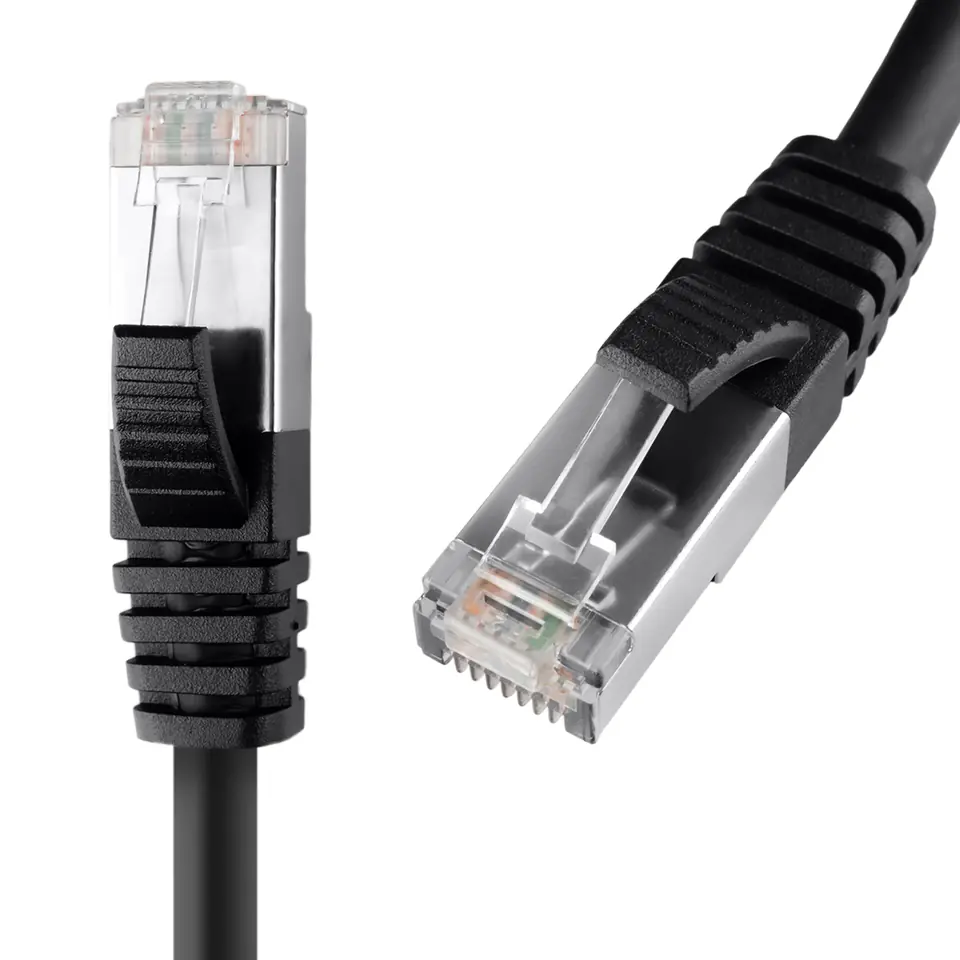 ⁨Kabel RJ45 CAT8 S/FTP AWG26 CU LSZH czarny 2m⁩ w sklepie Wasserman.eu
