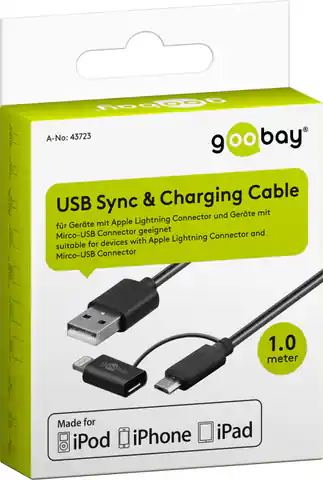 ⁨USB - microUSB + Apple Lightning Goobay cable 1m⁩ at Wasserman.eu