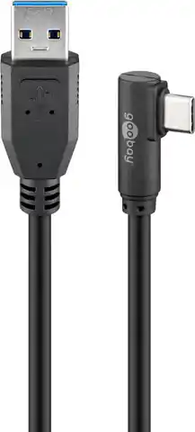 ⁨Kabel USB-C - USB 3.2 Gen1 GAM KĄTOWY Goobay 0,5m⁩ w sklepie Wasserman.eu