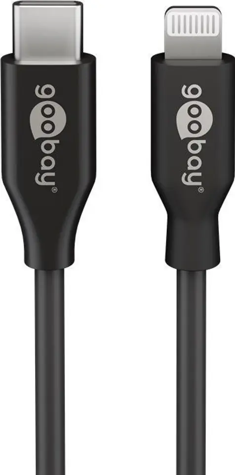 ⁨USB-C to Apple Lightning Goobay Cable Black 2m⁩ at Wasserman.eu