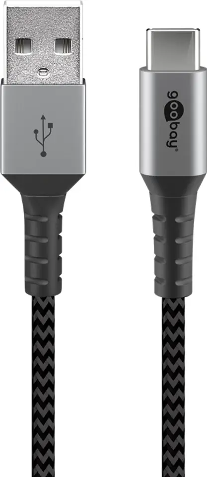 ⁨USB-C - USB-A 2.0 Goobay TEXTIL 2m cable⁩ at Wasserman.eu