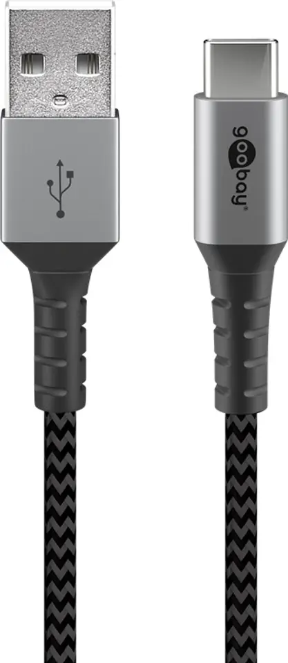 ⁨Kabel USB-C - USB-A 2.0 Goobay TEXTIL 1m⁩ w sklepie Wasserman.eu