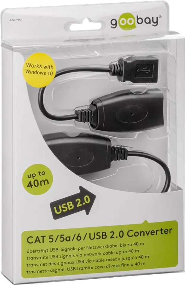 ⁨USB to LAN extension cable CAT 5e/6/6A Goobay up to 40m⁩ at Wasserman.eu