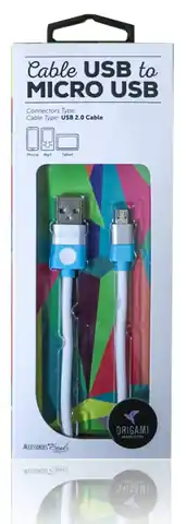 ⁨Kabel USB - microUSB 2.0 ORIGAMI 1m Biały⁩ w sklepie Wasserman.eu