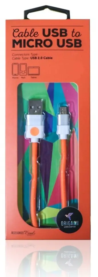 ⁨Kabel USB - microUSB 2.0 ORIGAMI 2m Pomarańczowy⁩ w sklepie Wasserman.eu