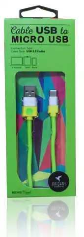 ⁨USB to microUSB 2.0 ORIGAMI cable 1m Green⁩ at Wasserman.eu