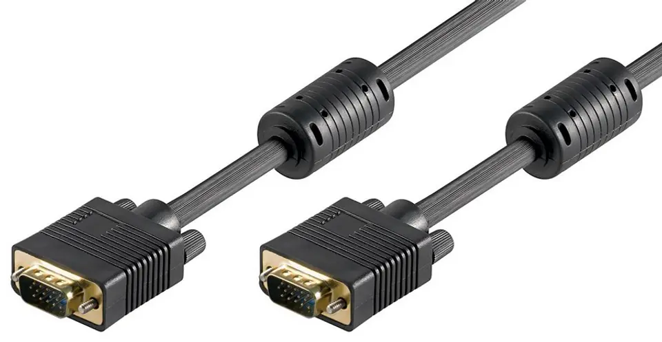 ⁨Kabel VGA Goobay M/M Gold czarny - 5m⁩ w sklepie Wasserman.eu
