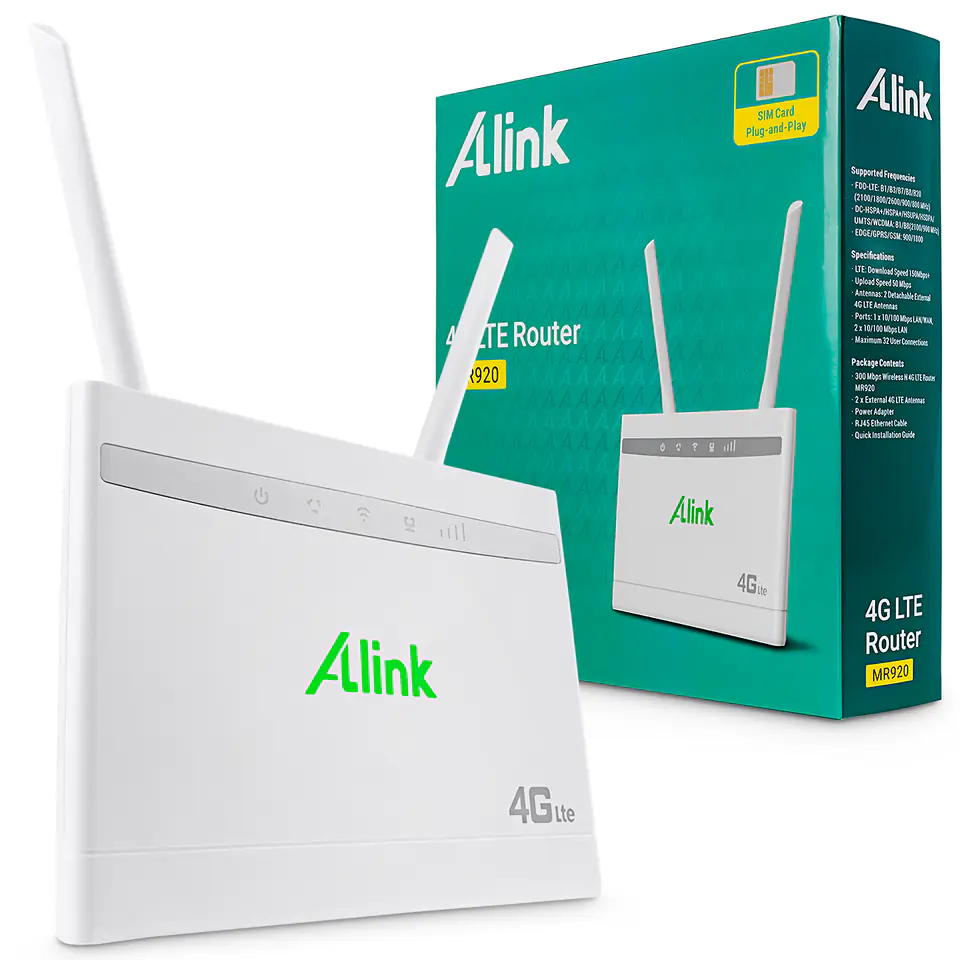 ⁨Alink MR920 Router 4G LTE 300 Mbps LAN/WAN + Antennas⁩ at Wasserman.eu