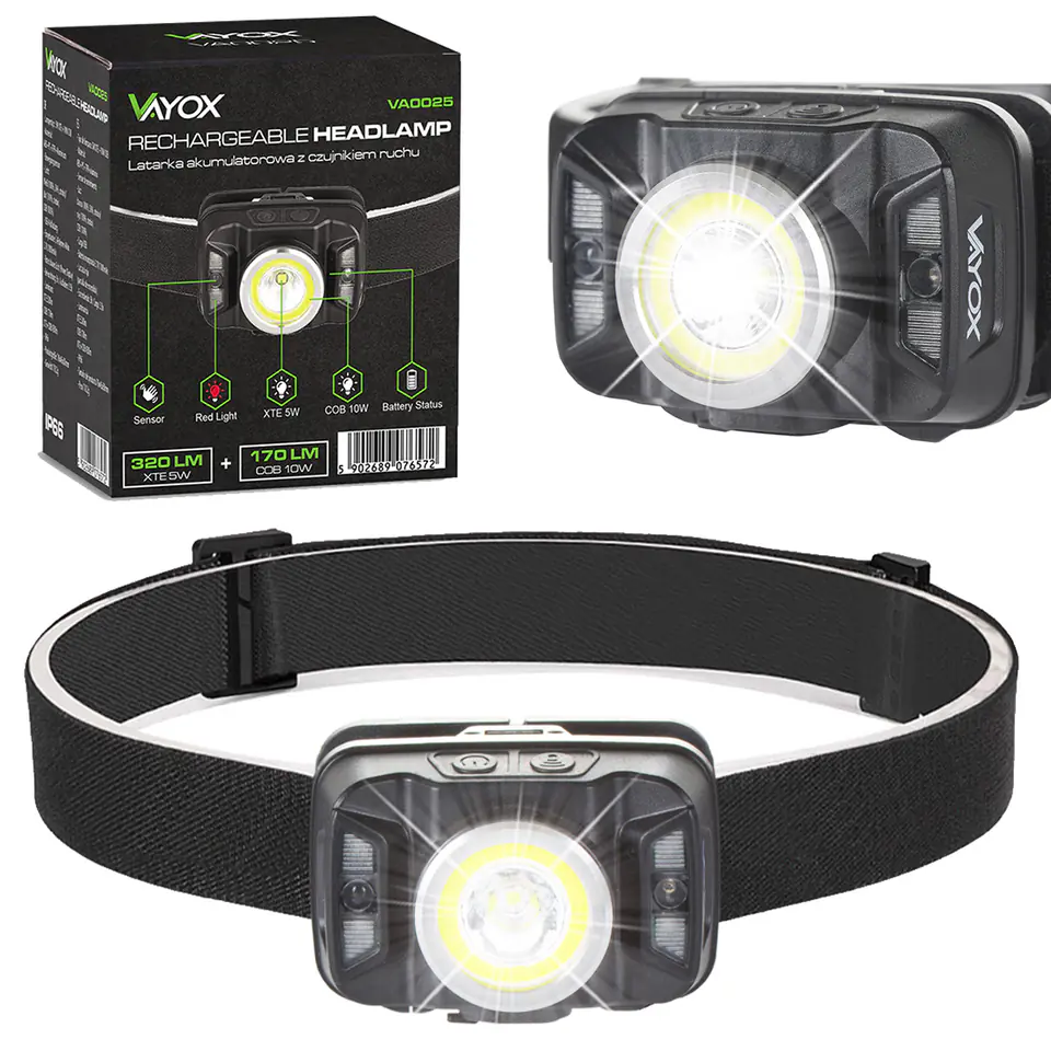 ⁨Headlamp 430lm motion sensor VAYOX VA0025⁩ at Wasserman.eu