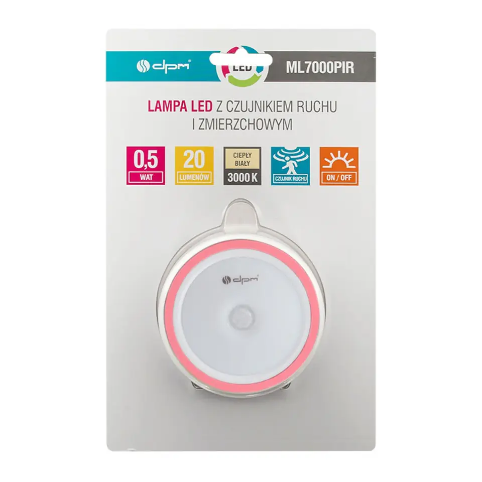 ⁨Lampka LED DPM ML7000PIR-P - kolor różowy⁩ w sklepie Wasserman.eu