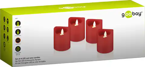 ⁨LED candles red Goobay 7,5x10cm SET 4x⁩ at Wasserman.eu