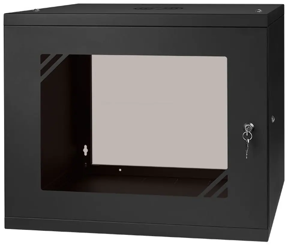 ⁨Szafa RACK 19'' 9U 600x450mm CZARNA Szklane drzwi⁩ w sklepie Wasserman.eu