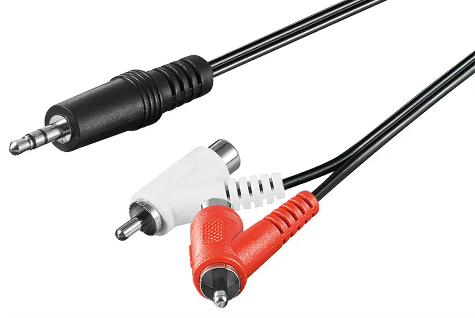 ⁨Kabel audio jack 3,5mm - 2x RCA gn/wt Goobay 1,5m⁩ w sklepie Wasserman.eu