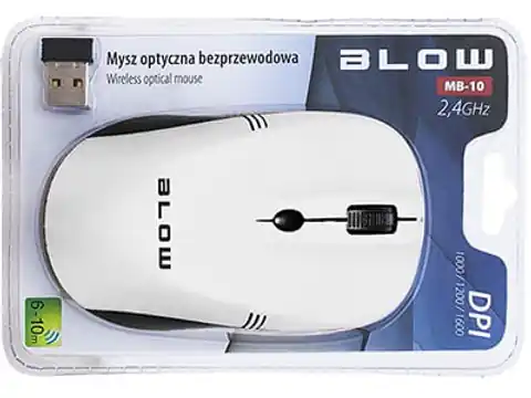 ⁨Bezprzewodowa mysz optyczna BLOW MB-10 biała⁩ w sklepie Wasserman.eu