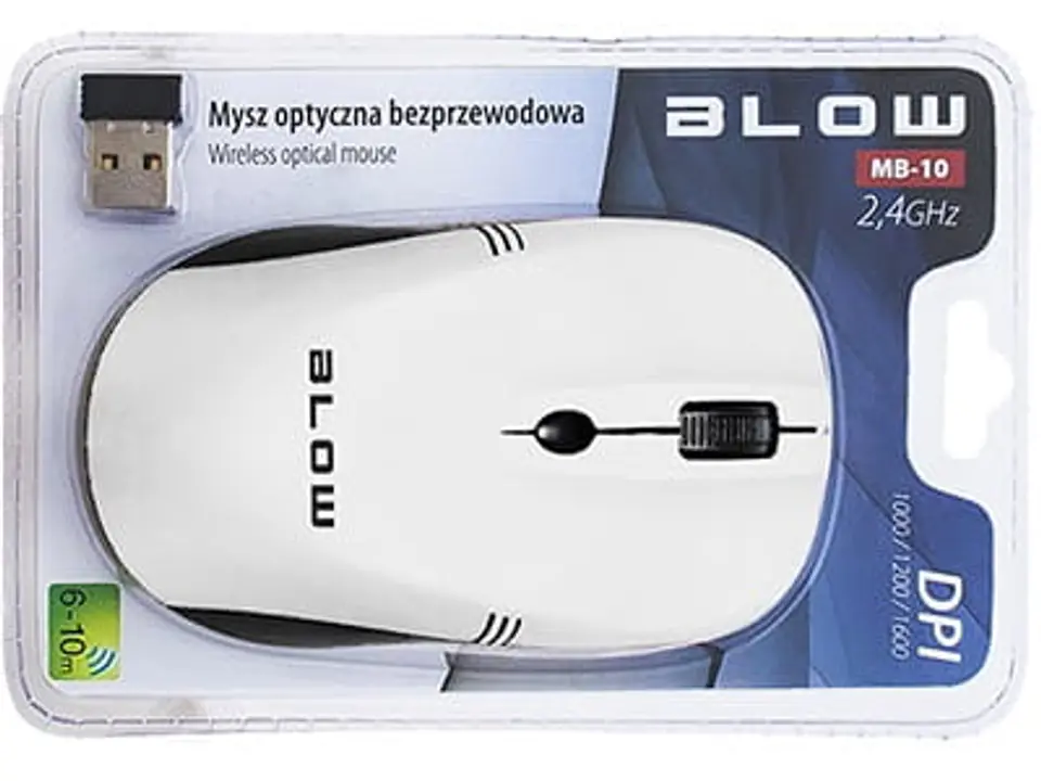 Bezprzewodowa mysz optyczna BLOW MB-10 biała w sklepie Wasserman.eu