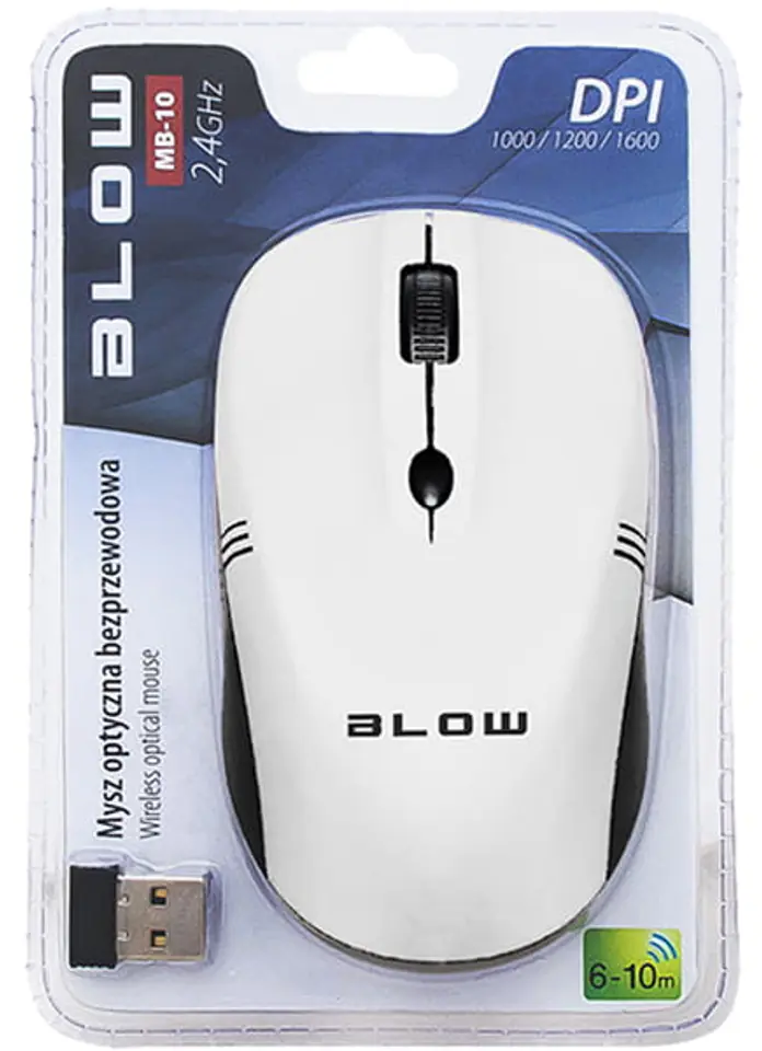 ⁨Wireless optical mouse BLOW MB-10 white⁩ at Wasserman.eu