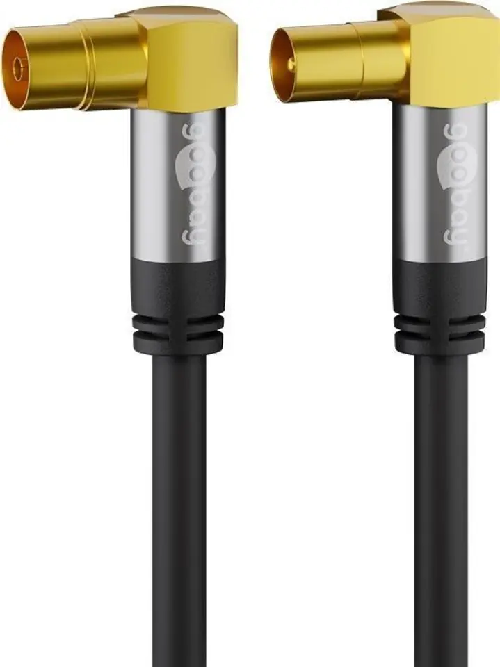 ⁨TV CONNECTION IEC GN-WT Goobay angled black 10m⁩ at Wasserman.eu