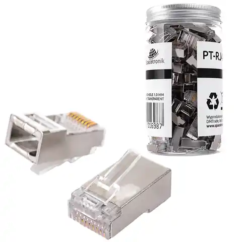 ⁨RJ45 plug cat5e PASS-through FTP PT-RJ455FT-0 100pcs⁩ at Wasserman.eu